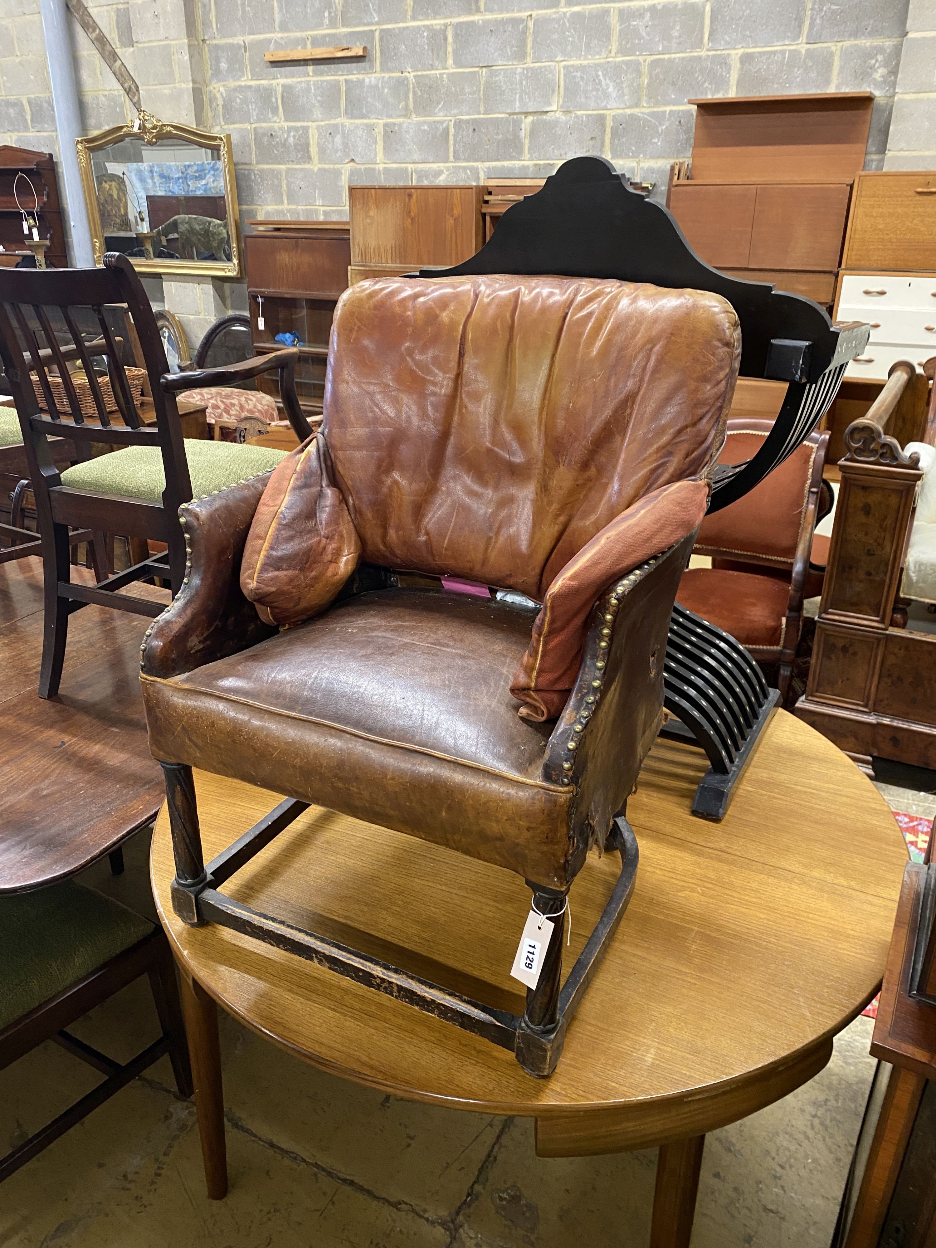 A leather tub chair, width 57cm, depth 45cm, height 82cm